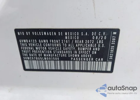 2020 Volkswagen Jetta 1.4T R-Line/1.4T S/1.4T Se из США, поврежденный, VIN 3VWC57BU5LM093586